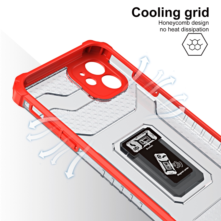 For iPhone 11 Pro Armor Clear PC + TPU Shockproof Case with Metal Ring Holder (Red Transparent Grey) For iPhone 11 Pro Armor Clear PC + TPU Shockproof Case with Metal Ring Holder (Red Transparent Grey)