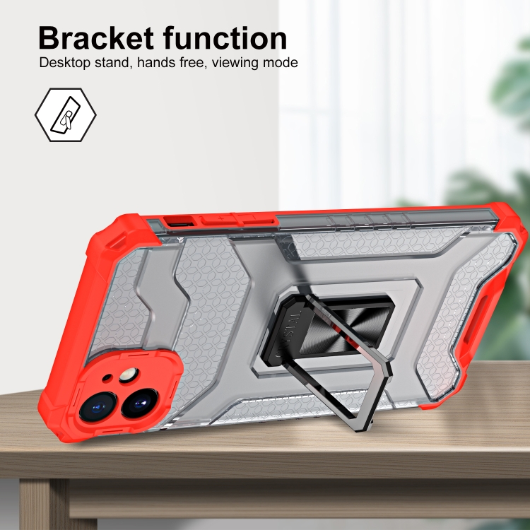 For iPhone 11 Pro Armor Clear PC + TPU Shockproof Case with Metal Ring Holder (Red Transparent Grey) For iPhone 11 Pro Armor Clear PC + TPU Shockproof Case with Metal Ring Holder (Red Transparent Grey)