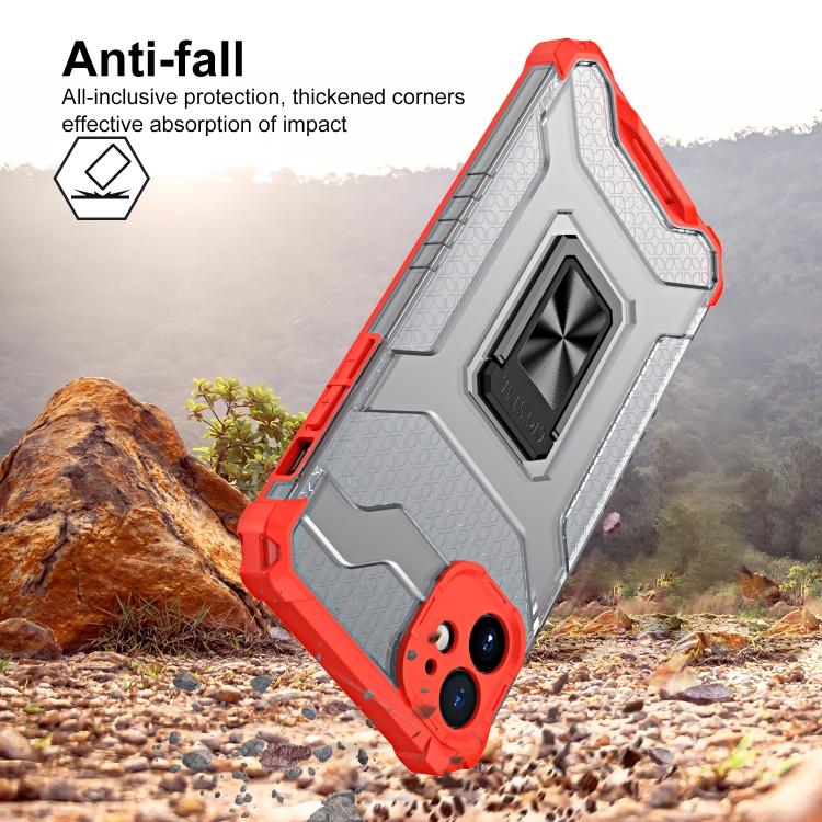For iPhone 11 Pro Armor Clear PC + TPU Shockproof Case with Metal Ring Holder (Red Transparent Grey) For iPhone 11 Pro Armor Clear PC + TPU Shockproof Case with Metal Ring Holder (Red Transparent Grey)