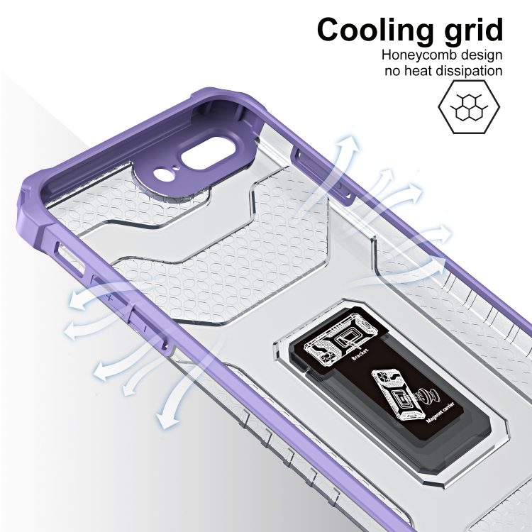 For iPhone SE 2022 / SE 2020 / 8 / 7 Armor Clear PC + TPU Shockproof Case with Metal Ring Holder(Purple Transparent Grey) For iPhone SE 2022 / SE 2020 / 8 / 7 Armor Clear PC + TPU Shockproof Case with Metal Ring Holder(Purple Transparent Grey)