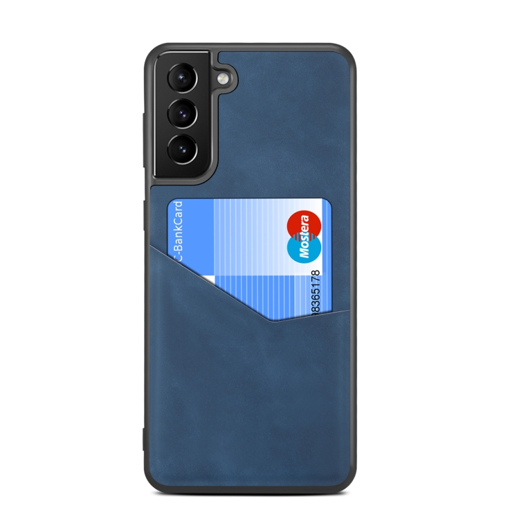 For Samsung Galaxy S21 5G Skin Feel PU + TPU Protective Case with Card Slot(Blue) For Samsung Galaxy S21 5G Skin Feel PU + TPU Protective Case with Card Slot(Blue)