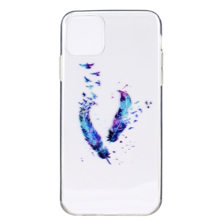For iPhone 13 mini Coloured Drawing Pattern Transparent TPU Protective Case (Feather) For iPhone 13 mini Coloured Drawing Pattern Transparent TPU Protective Case (Feather)