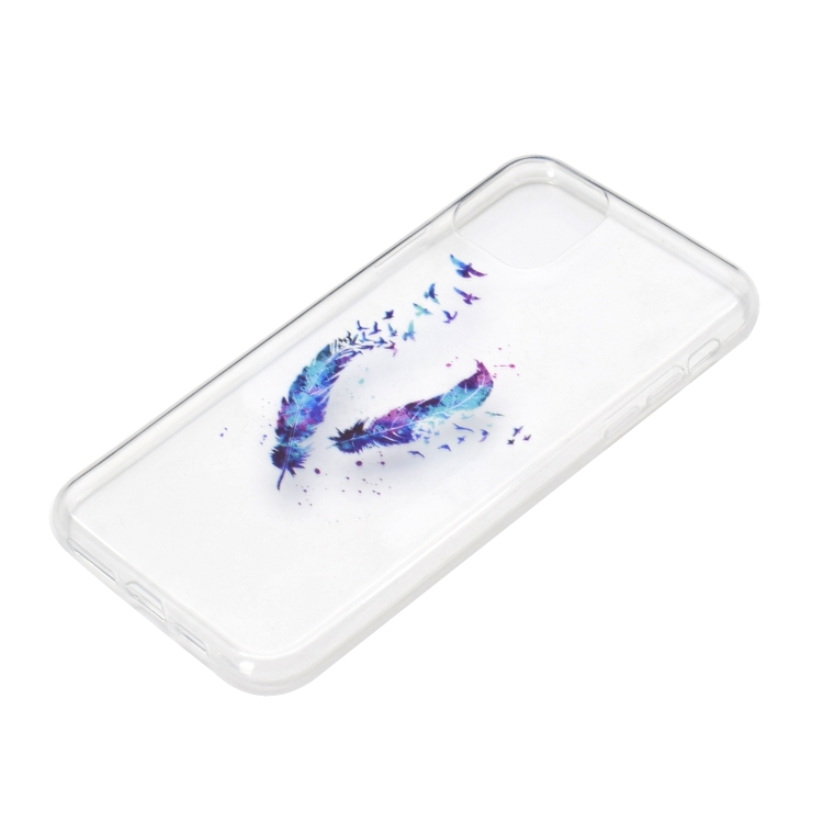 For iPhone 13 mini Coloured Drawing Pattern Transparent TPU Protective Case (Feather) For iPhone 13 mini Coloured Drawing Pattern Transparent TPU Protective Case (Feather)