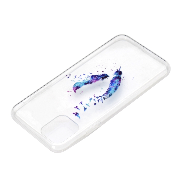 For iPhone 13 mini Coloured Drawing Pattern Transparent TPU Protective Case (Feather) For iPhone 13 mini Coloured Drawing Pattern Transparent TPU Protective Case (Feather)