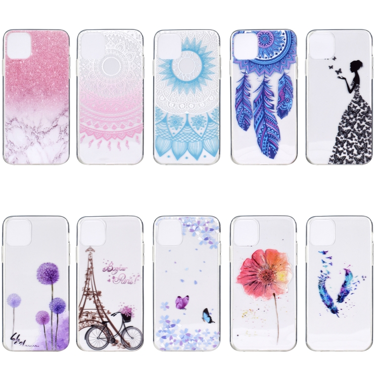 For iPhone 13 mini Coloured Drawing Pattern Transparent TPU Protective Case (Feather) For iPhone 13 mini Coloured Drawing Pattern Transparent TPU Protective Case (Feather)