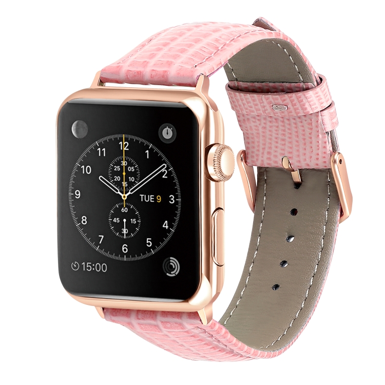 Pink Lizard Apple Watch Leather Band