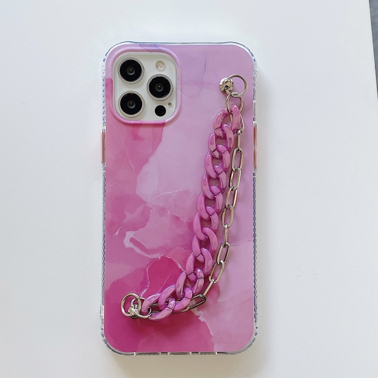 For iPhone 12 / 12 Pro Azure Stone Pattern + Bracelet TPU Phone Protective Case(Pink) For iPhone 12 / 12 Pro Azure Stone Pattern + Bracelet TPU Phone Protective Case(Pink)