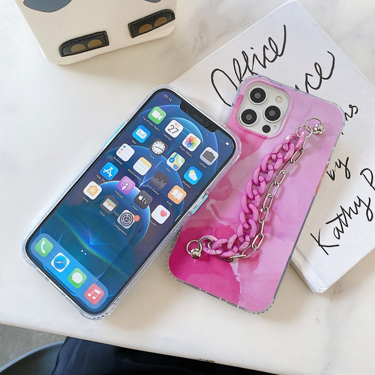 For iPhone 12 / 12 Pro Azure Stone Pattern + Bracelet TPU Phone Protective Case(Pink) For iPhone 12 / 12 Pro Azure Stone Pattern + Bracelet TPU Phone Protective Case(Pink)