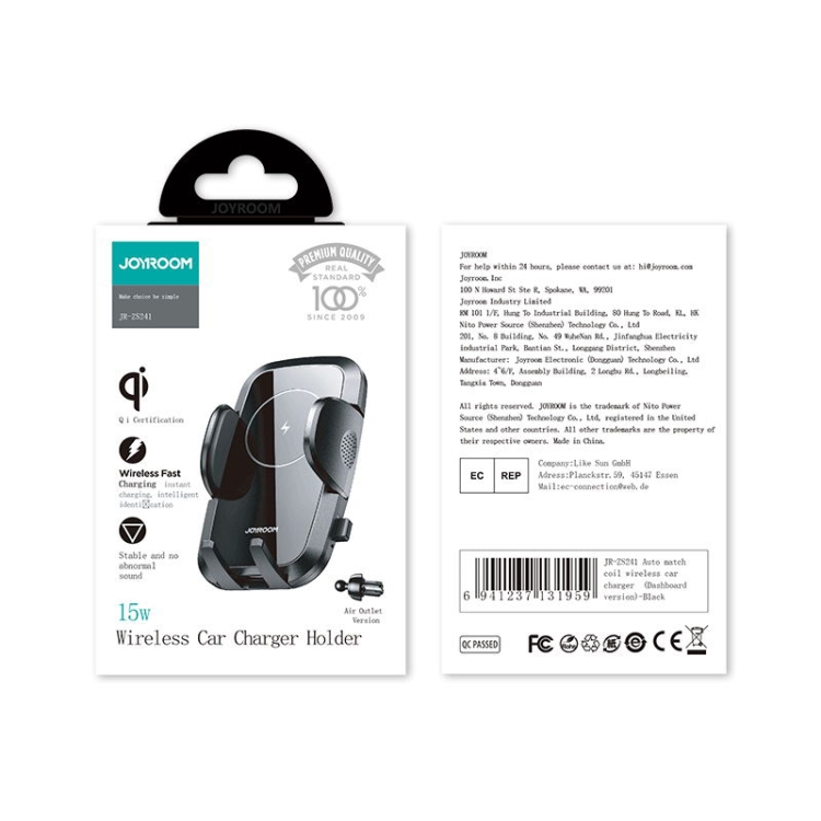 JOYROOM JR-ZS241 15W QI Mechanical Car Wireless Charger Phone Holder Air Outlet Version(Black) JOYROOM JR-ZS241 15W QI Mechanical Car Wireless Charger Phone Holder Air Outlet Version(Black)