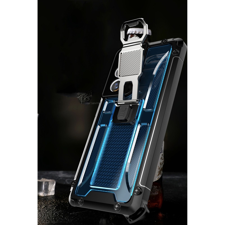 PC + TPU Shockproof Protective Case with Corkscrew Holder For Samsung Galaxy S21 Ultra 5G(Sapphire Blue)