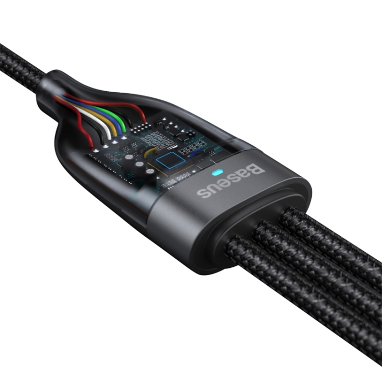Baseus Flash Series 100W USB-A + USB-C / Type-C to USB-C / Type-C + 8 Pin + Micro USB Two-for-three Data Cable(Grey Black)