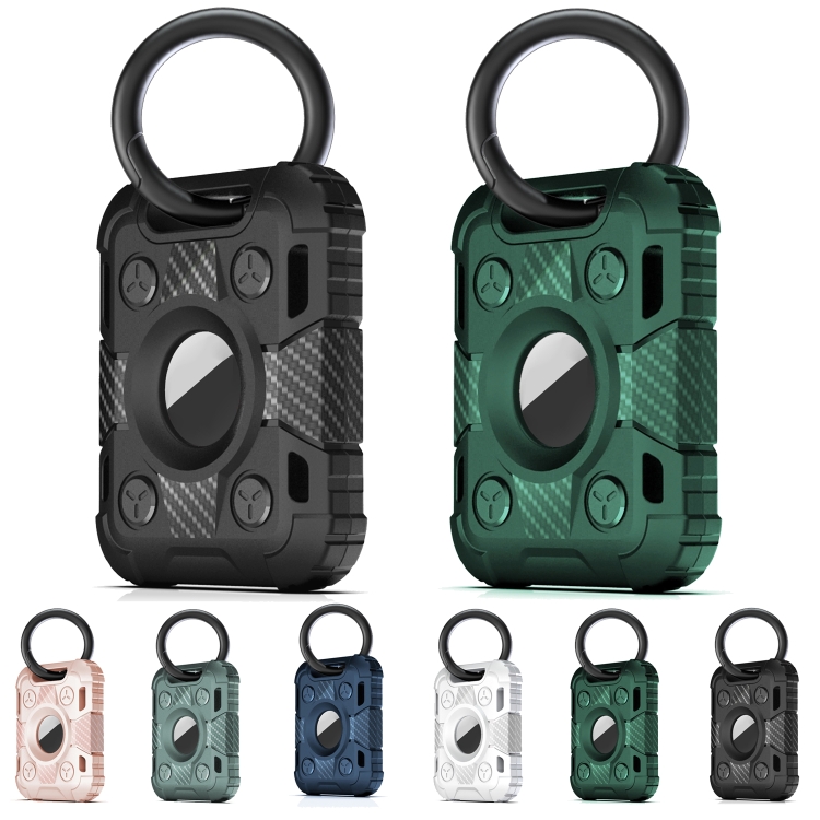 Tank Armor Anti-scratch Shockproof Carbon Fiber TPU Protective Cover Case with Keychain Ring Loop For AirTag(Red) Tank Armor Anti-scratch Shockproof Carbon Fiber TPU Protective Cover Case with Keychain Ring Loop For AirTag(Red)