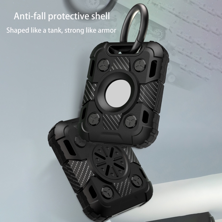 Tank Armor Anti-scratch Shockproof Carbon Fiber TPU Protective Cover Case with Keychain Ring Loop For AirTag(Red) Tank Armor Anti-scratch Shockproof Carbon Fiber TPU Protective Cover Case with Keychain Ring Loop For AirTag(Red)