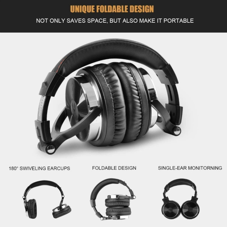 Auriculares con cable de reducción de ruido de montaje en cabeza de Oneodio Pro-10 con micrófono, color: negro - B5