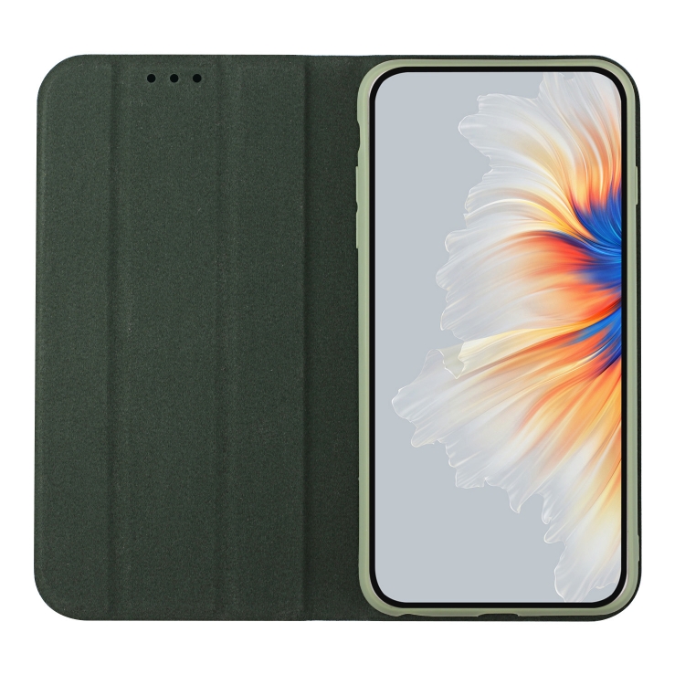 For iPhone 13 mini 3-Folding Ultrathin Skin Feel Magnetic Solid Color Horizontal Flip Leather Case with Holder (Deep Green) For iPhone 13 mini 3-Folding Ultrathin Skin Feel Magnetic Solid Color Horizontal Flip Leather Case with Holder (Deep Green)