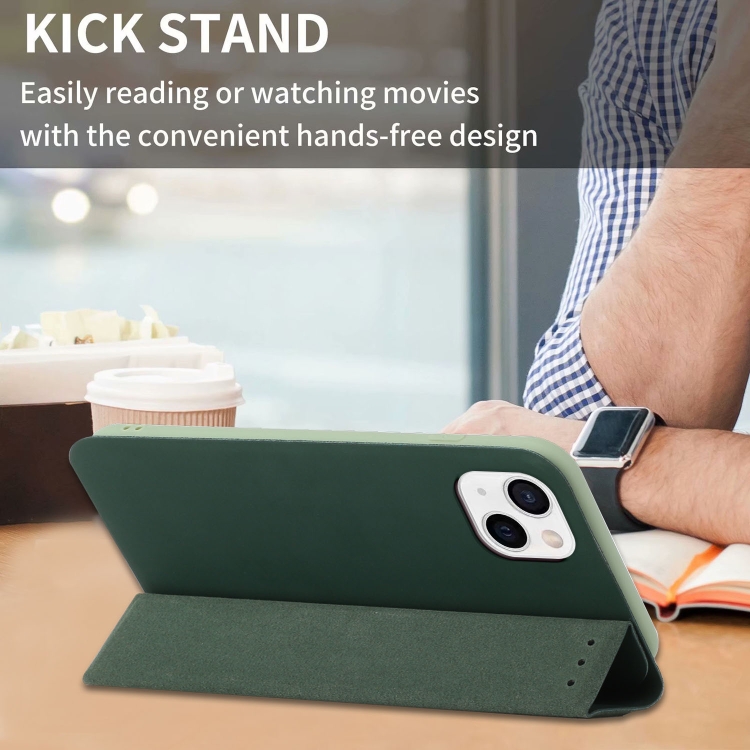 For iPhone 13 mini 3-Folding Ultrathin Skin Feel Magnetic Solid Color Horizontal Flip Leather Case with Holder (Deep Green) For iPhone 13 mini 3-Folding Ultrathin Skin Feel Magnetic Solid Color Horizontal Flip Leather Case with Holder (Deep Green)