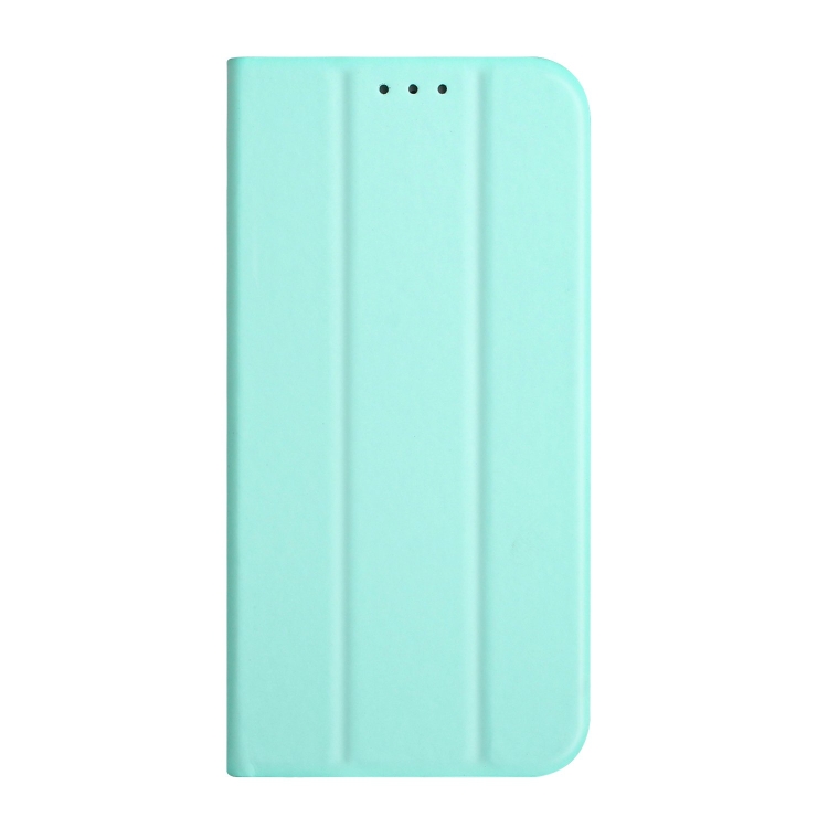 For Samsung Galaxy S21 5G 3-Folding Ultrathin Skin Feel Magnetic Solid Color Horizontal Flip Leather Case with Holder(Mint Green)