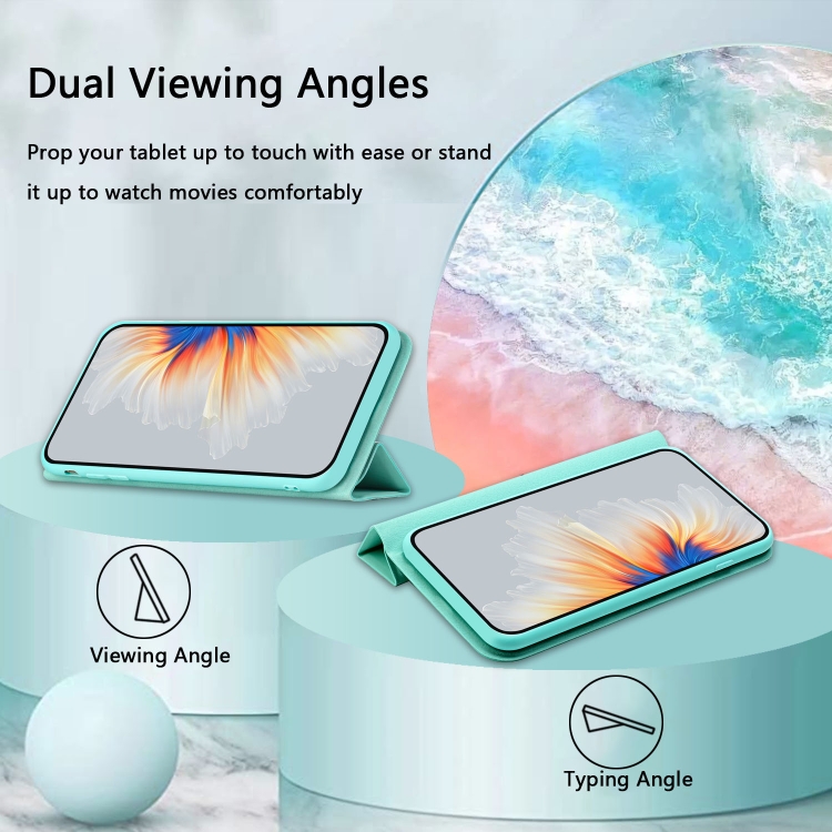 For Samsung Galaxy S21 5G 3-Folding Ultrathin Skin Feel Magnetic Solid Color Horizontal Flip Leather Case with Holder(Mint Green)