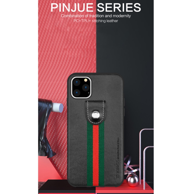 For iPhone 11 Pro Max TJ KINGS Pinjue Series Shockproof PC + TPU + PU Stitching Stripe + Button Case(Black) For iPhone 11 Pro Max TJ KINGS Pinjue Series Shockproof PC + TPU + PU Stitching Stripe + Button Case(Black)
