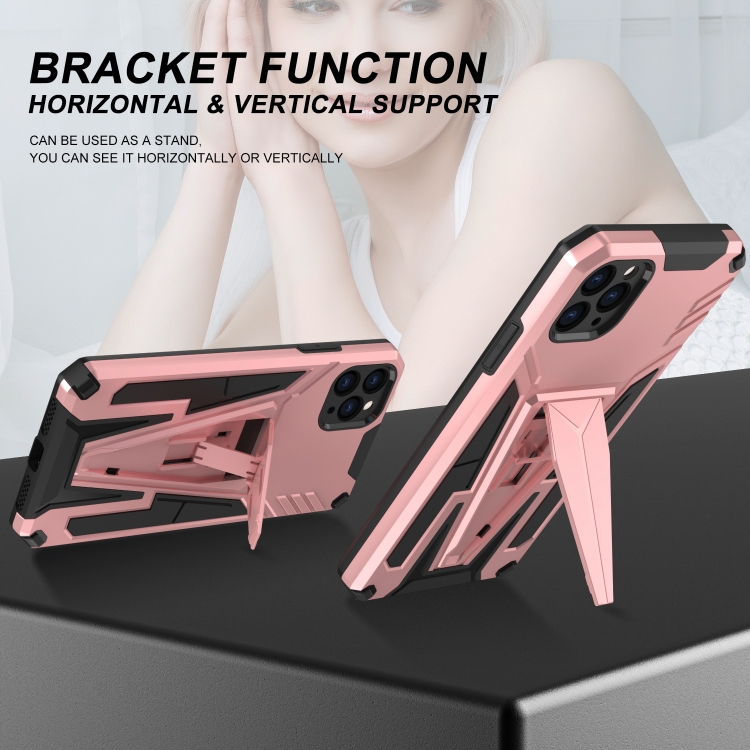 For iPhone 11 Pro Super V Armor PC + TPU Shockproof Case with Invisible Holder (Rose Gold) For iPhone 11 Pro Super V Armor PC + TPU Shockproof Case with Invisible Holder (Rose Gold)