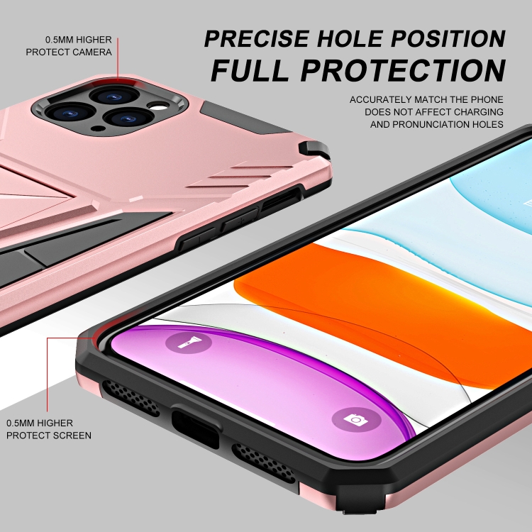 For iPhone 11 Pro Super V Armor PC + TPU Shockproof Case with Invisible Holder (Rose Gold) For iPhone 11 Pro Super V Armor PC + TPU Shockproof Case with Invisible Holder (Rose Gold)