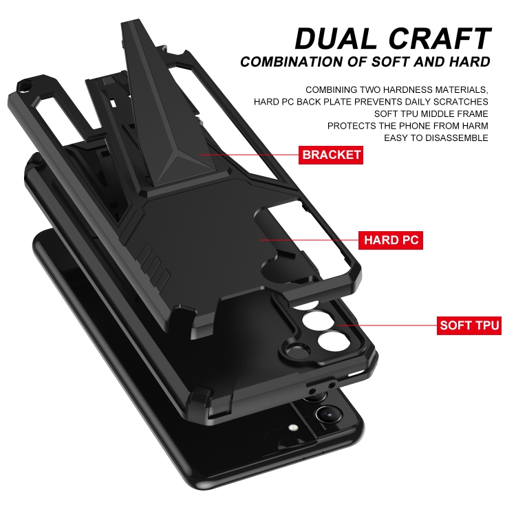 For Samsung Galaxy S21 5G Super V Armor PC + TPU Shockproof Case with Invisible Holder(Black) For Samsung Galaxy S21 5G Super V Armor PC + TPU Shockproof Case with Invisible Holder(Black)