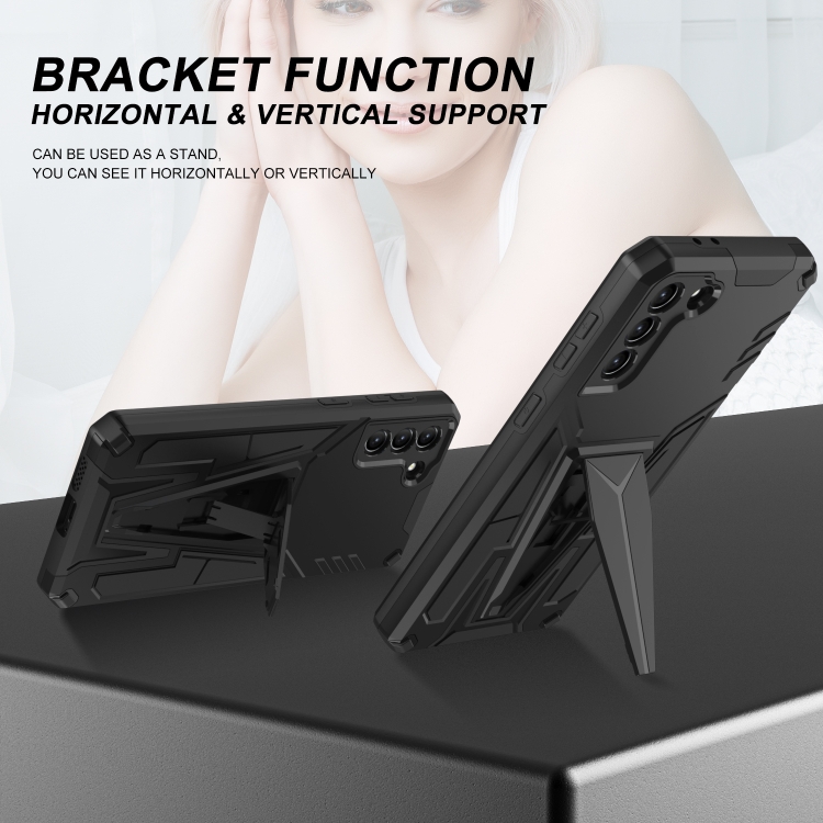For Samsung Galaxy S21 5G Super V Armor PC + TPU Shockproof Case with Invisible Holder(Black) For Samsung Galaxy S21 5G Super V Armor PC + TPU Shockproof Case with Invisible Holder(Black)