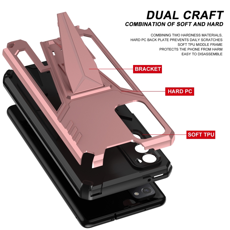 For Samsung Galaxy S20 FE Super V Armor PC + TPU Shockproof Case with Invisible Holder(Rose Gold) For Samsung Galaxy S20 FE Super V Armor PC + TPU Shockproof Case with Invisible Holder(Rose Gold)