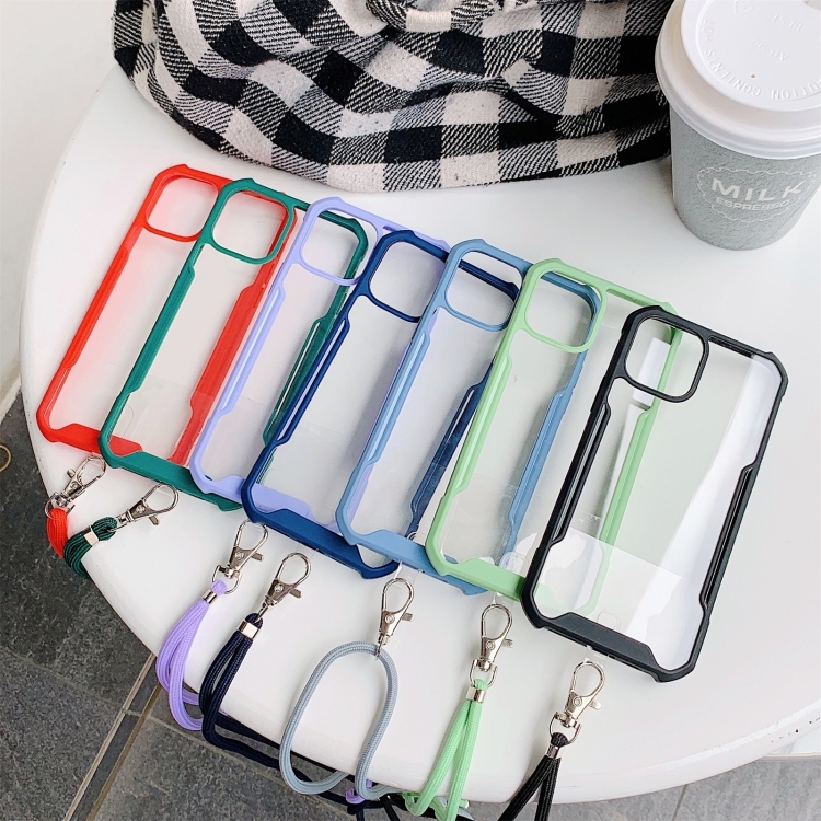 For iPhone 13 mini Acrylic + Color TPU Shockproof Case with Neck Lanyard (Avocado Green) For iPhone 13 mini Acrylic + Color TPU Shockproof Case with Neck Lanyard (Avocado Green)