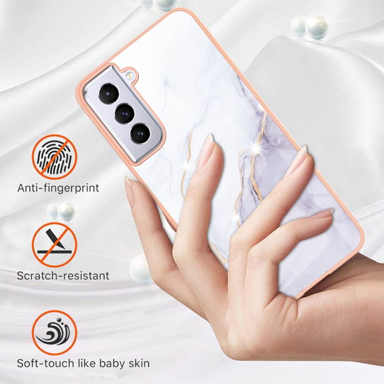 For Samsung Galaxy S21 5G Electroplating Marble Pattern Dual-side IMD TPU Shockproof Case(White 006) For Samsung Galaxy S21 5G Electroplating Marble Pattern Dual-side IMD TPU Shockproof Case(White 006)