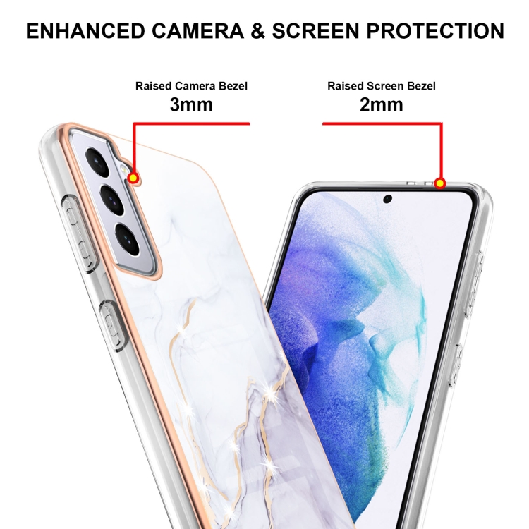 For Samsung Galaxy S21 5G Electroplating Marble Pattern Dual-side IMD TPU Shockproof Case(White 006) For Samsung Galaxy S21 5G Electroplating Marble Pattern Dual-side IMD TPU Shockproof Case(White 006)
