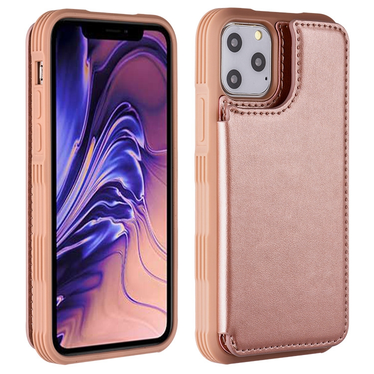 PU + TPU Shockproof Protective Case with Card Slot & Wallet For iPhone 11 Pro Max(Rose Gold)