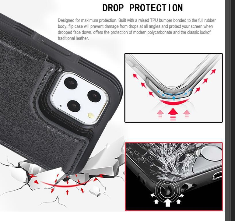 PU + TPU Shockproof Protective Case with Card Slot & Wallet For iPhone 11 Pro Max(Rose Gold)