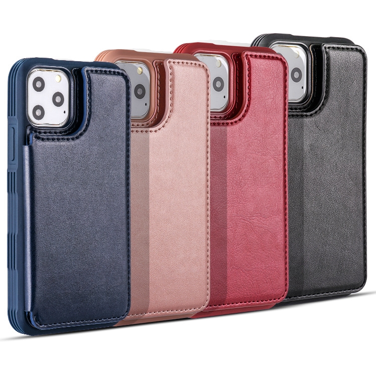 PU + TPU Shockproof Protective Case with Card Slot & Wallet For iPhone 11 Pro Max(Rose Gold)
