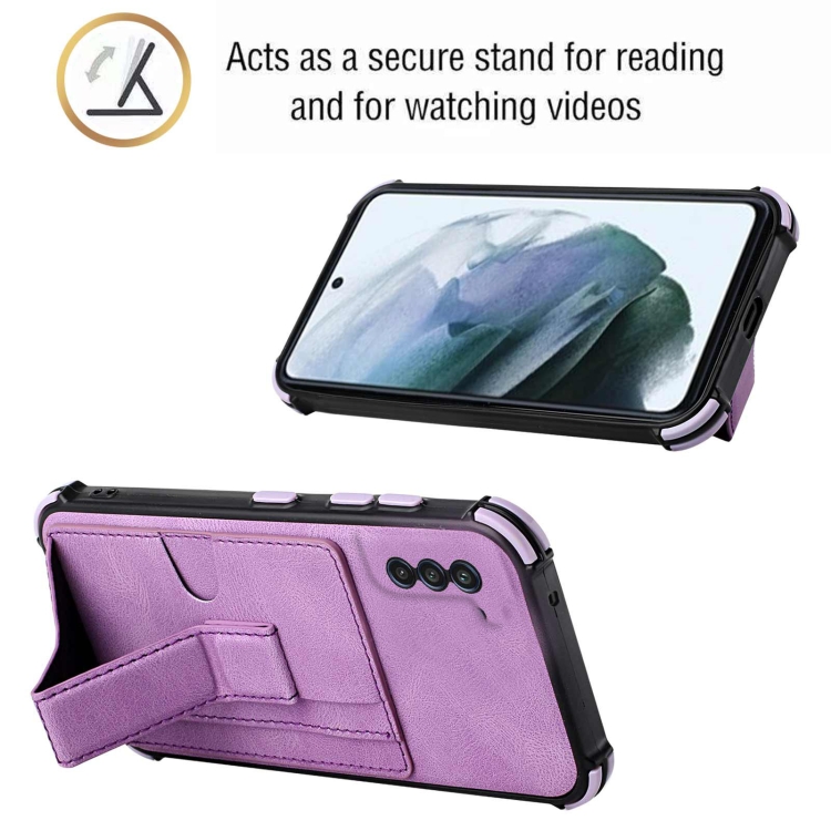 For Samsung Galaxy S21+ 5G Dream PU + TPU Four-corner Shockproof Back Cover Case with Card Slots & Holder(Purple) For Samsung Galaxy S21+ 5G Dream PU + TPU Four-corner Shockproof Back Cover Case with Card Slots & Holder(Purple)