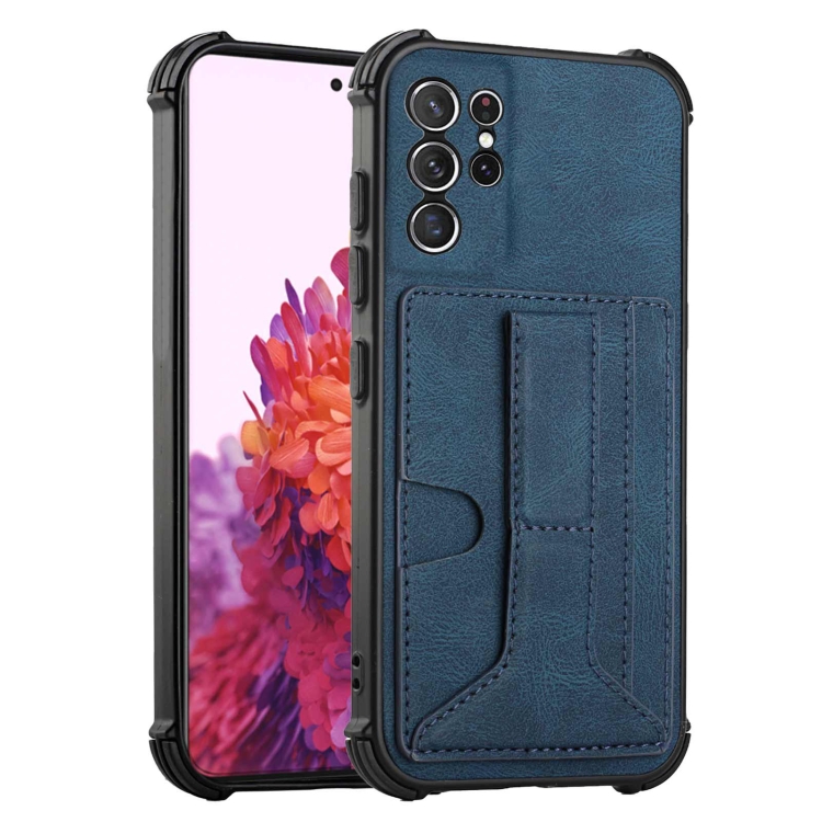 For Samsung Galaxy S21 Ultra 5G Dream PU + TPU Four-corner Shockproof Back Cover Case with Card Slots & Holder(Blue) For Samsung Galaxy S21 Ultra 5G Dream PU + TPU Four-corner Shockproof Back Cover Case with Card Slots & Holder(Blue)
