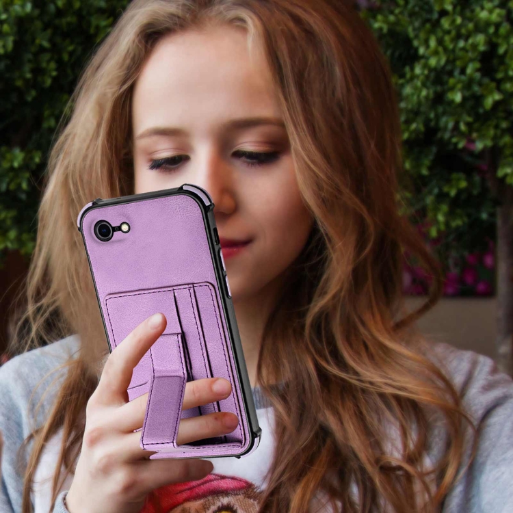 For iPhone SE 2022 / SE 2020 / 8 / 7 Dream PU+TPU Four-corner Shockproof Back Cover Case with Card Slots & Holder(Purple) For iPhone SE 2022 / SE 2020 / 8 / 7 Dream PU+TPU Four-corner Shockproof Back Cover Case with Card Slots & Holder(Purple)