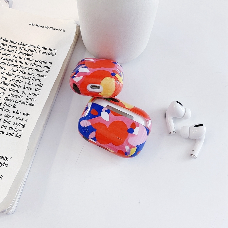 Red Flowers Anti-fall Wireless Earphone PC Protective Case For AirPods Pro