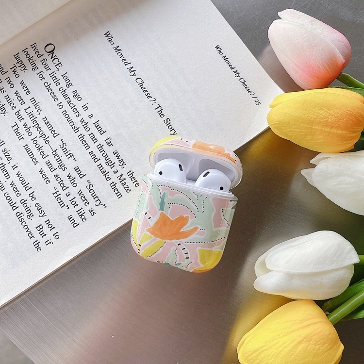Yellow Flowers Anti-fall Wireless Earphone PC Protective Case For AirPods 1/2