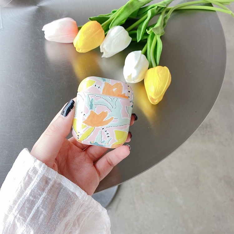 Yellow Flowers Anti-fall Wireless Earphone PC Protective Case For AirPods 1/2