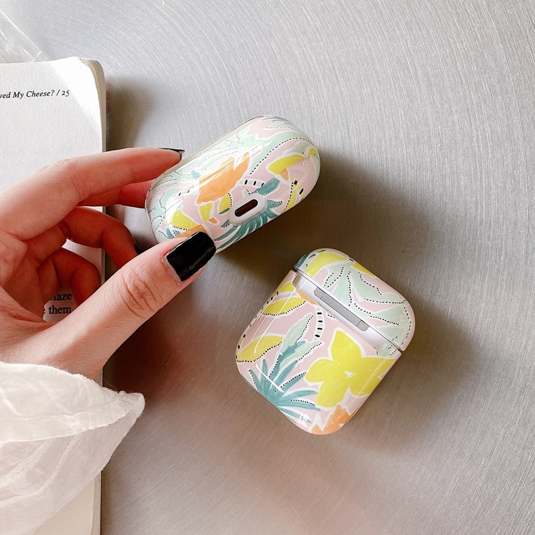 Yellow Flowers Anti-fall Wireless Earphone PC Protective Case For AirPods 1/2