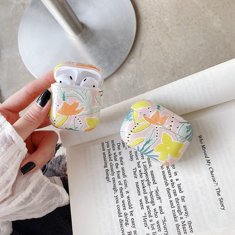 Yellow Flowers Anti-fall Wireless Earphone PC Protective Case For AirPods 1/2