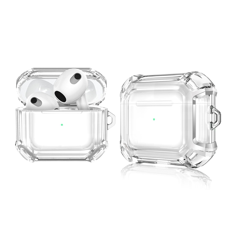 Anti-drop Transparent PC Two-color Earphone Protective Case with Hanging Loop for AirPods 3(Transparent)