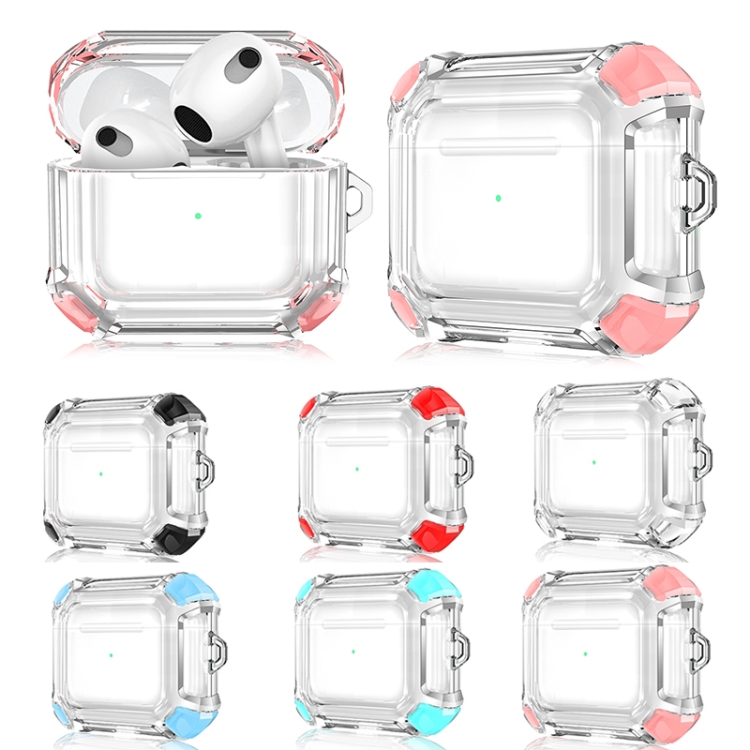 Anti-drop Transparent PC Two-color Earphone Protective Case with Hanging Loop for AirPods 3(Transparent)