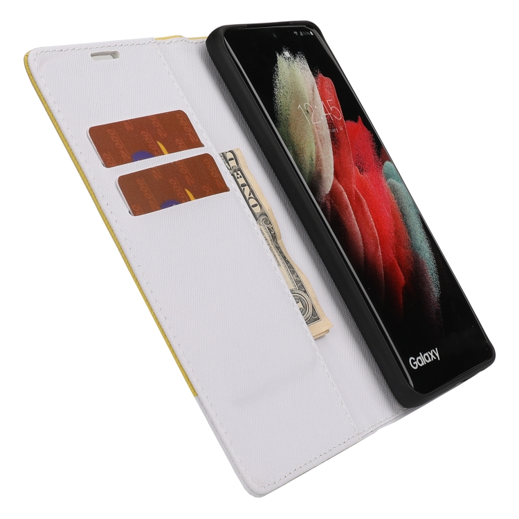 For Samsung Galaxy S21 Ultra 5G Cross Texture Magnetic Horizontal Flip Leather Case with Card Slots & Holder & Wallet(Yellow) For Samsung Galaxy S21 Ultra 5G Cross Texture Magnetic Horizontal Flip Leather Case with Card Slots & Holder & Wallet(Yellow)