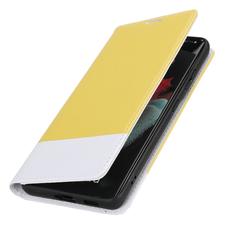 For Samsung Galaxy S21 Ultra 5G Cross Texture Magnetic Horizontal Flip Leather Case with Card Slots & Holder & Wallet(Yellow) For Samsung Galaxy S21 Ultra 5G Cross Texture Magnetic Horizontal Flip Leather Case with Card Slots & Holder & Wallet(Yellow)