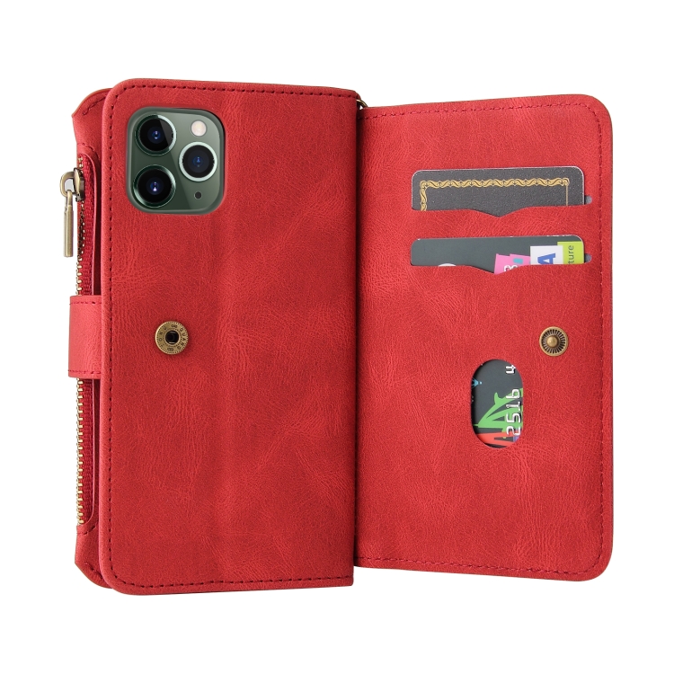 Skin Feel PU + TPU Horizontal Flip Leather Case with Holder & 15 Cards Slot & Wallet & Zipper Pocket & Lanyard For iPhone 11 Pro(Red) Skin Feel PU + TPU Horizontal Flip Leather Case with Holder & 15 Cards Slot & Wallet & Zipper Pocket & Lanyard For iPhone 11 Pro(Red)