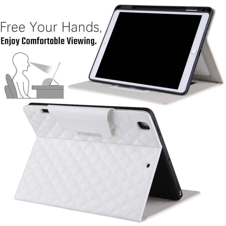 Checkered Pattern Horizontal Flip Leather Case with Holder & Card Slots & Hand Strap For iPad 9.7 (2018 / 2017) / Air 2 / Air / Pro 9.7 2016(White) Checkered Pattern Horizontal Flip Leather Case with Holder & Card Slots & Hand Strap For iPad 9.7 (2018 / 2017) / Air 2 / Air / Pro 9.7 2016(White)