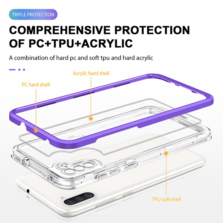 For Samsung Galaxy A11 Bright Series Clear Acrylic + PC+TPU Shockproof Case(Purple) For Samsung Galaxy A11 Bright Series Clear Acrylic + PC+TPU Shockproof Case(Purple)