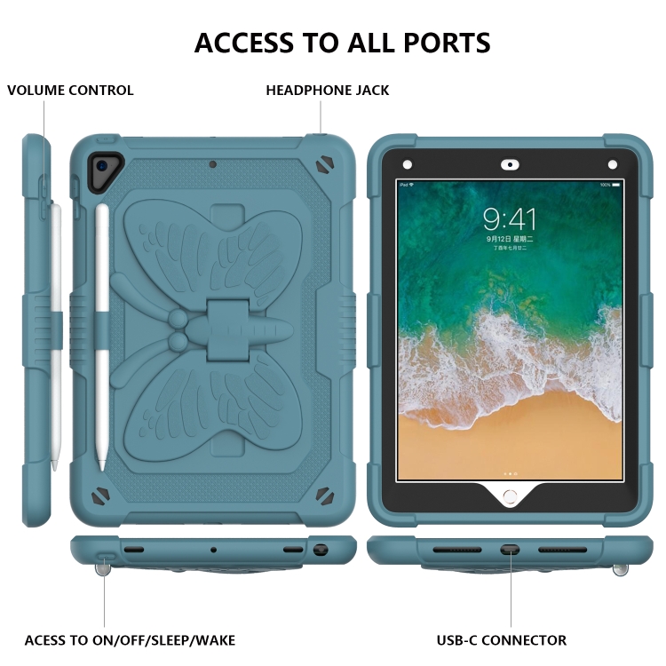 Pure Color PC + Silicone Anti-drop Protective Case with Butterfly Shape Holder & Pen Slot For iPad 9.7 2018 & 2017 / Pro 9.7 inch / Air 2 / 6(Dark Green) Pure Color PC + Silicone Anti-drop Protective Case with Butterfly Shape Holder & Pen Slot For iPad 9.7 2018 & 2017 / Pro 9.7 inch / Air 2 / 6(Dark Green)